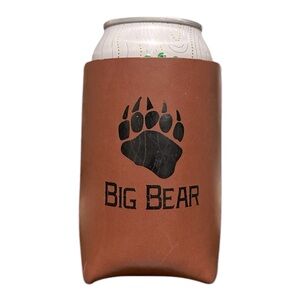 BIG BEAR MOUNTAIN LAKE CALIFORNIA LEATHER CAN BOTTLE COOLER HOLDER